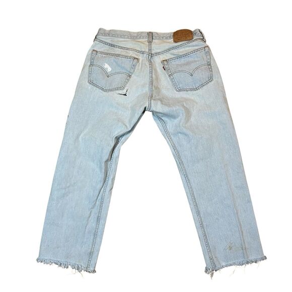 VTG 90s Levi’s XX 501 Light Wash Jeans Distressed Grunge Raw Hem USA Made 35x28 - Picture 1 of 13